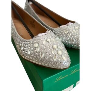 Lauren Lorraine size 9 Kelsey Silver Sparkly Rhinestone Ballet Flats party